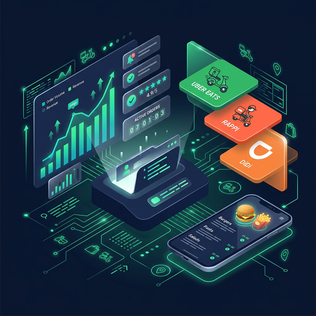 Dashboard de gestión de delivery con Uber Eats, Rappi y DiDi Food
